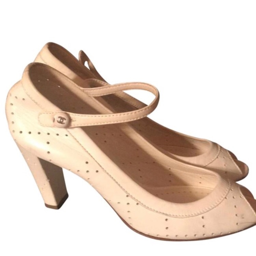 Authentic Chanel block heel maryjanes